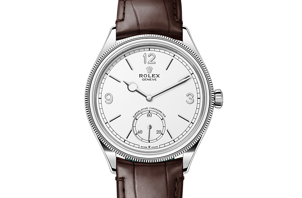 Rolex 1908 39 mm 18 ct Finisage poli en or blanc M52509-0006